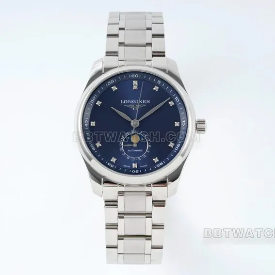 APS factory Longines watchmaking tradition watch blue dialmoon phasesteel braceletL2.919.4.97.6front live photo