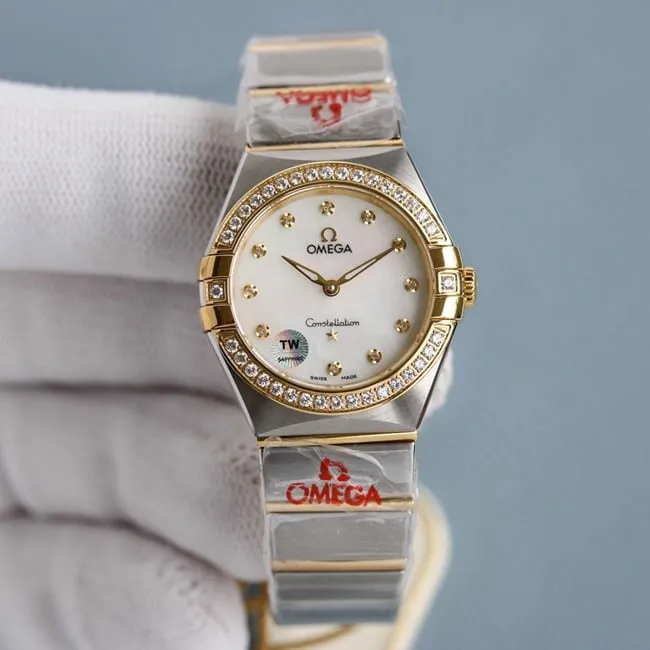 TW Factory Top Omega Constellation Series 28mm Quartz Ladies White Dial Steel Band Watch Buckle [Image]