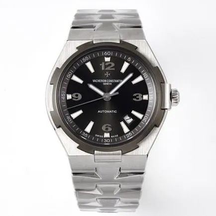 8F factory Vacheron Constantintop-tier watch Overseas series men's black dialsteel braceletautomatic movement watch front view