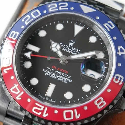 GS factory Rolexreplica watch men's black dialsteel bracelet red and blue circle GMT-MasterGMT mechanical watch back cover picture