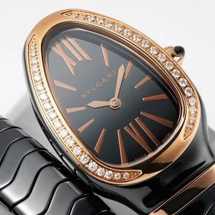 BV factory top-tier watch Bvlgari women's black dialceramicbraceletquartz watch leather strap picture