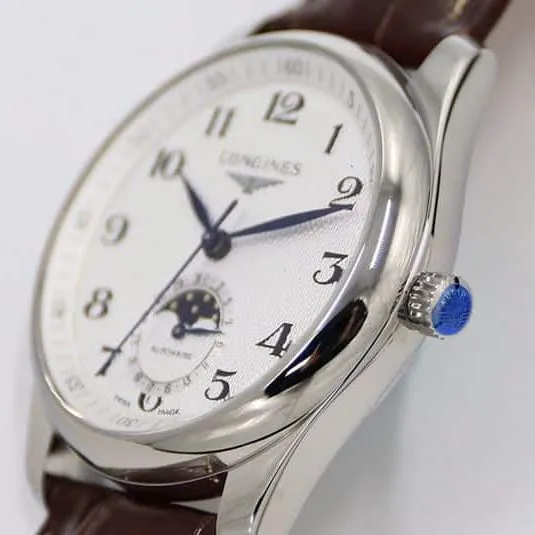 GS factory Longines famous craftsman series moon phase watch watch white dial brown braceletmovement picture