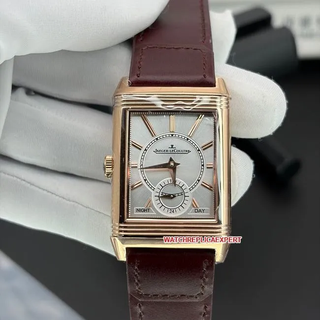 top-tier watch JJF factory Jaeger-LeCoultre flip watch burgundy dial 398256Jfront live photo