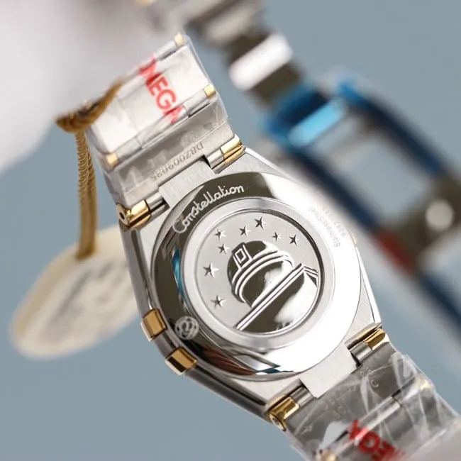 Omegatop-tiertop-tier ladies gold disc steel braceletquartz constellation series watch detail shots