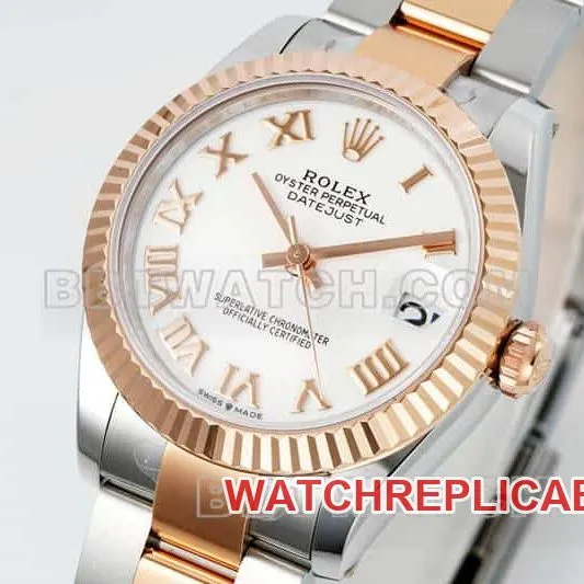 ARF FactoryRolex log super clonewhite dial31mm gold three-lattice chain link 278271caseback live photo