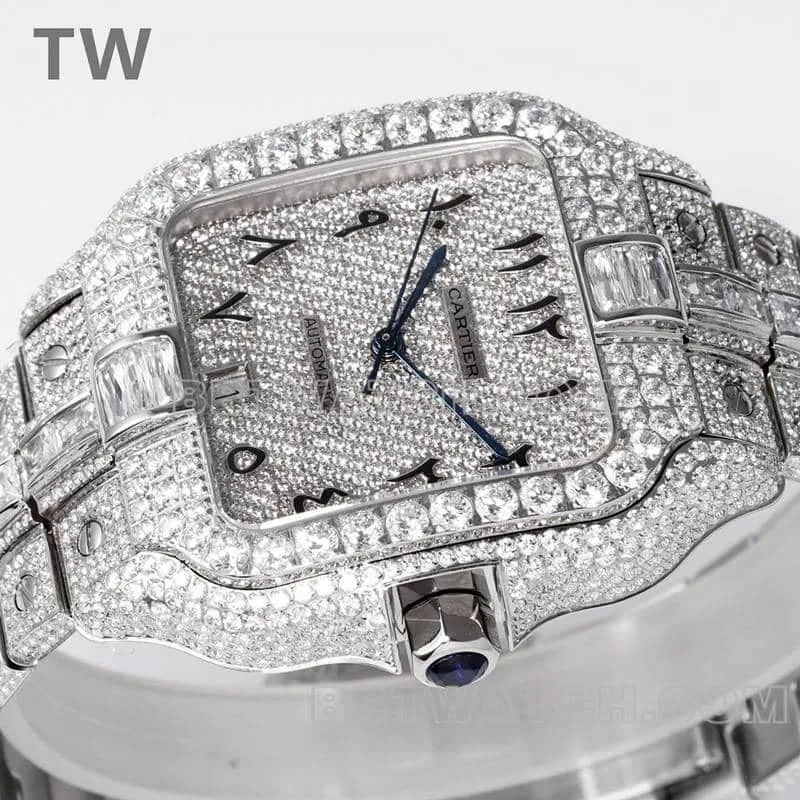 TW factory Cartier Santos top-tier Gypsophila steel bracelet model front live photo