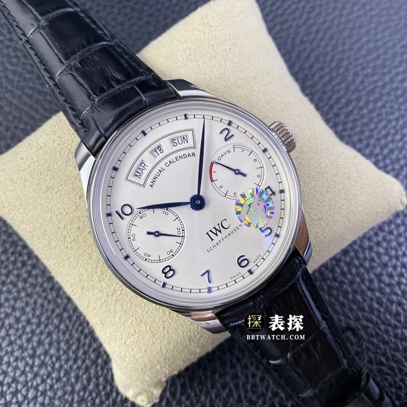 ZF FactoryIWC watch Portugal top-tier watch men's silver white dial perpetual calendar leather strap model pictures and prices clasplive photos