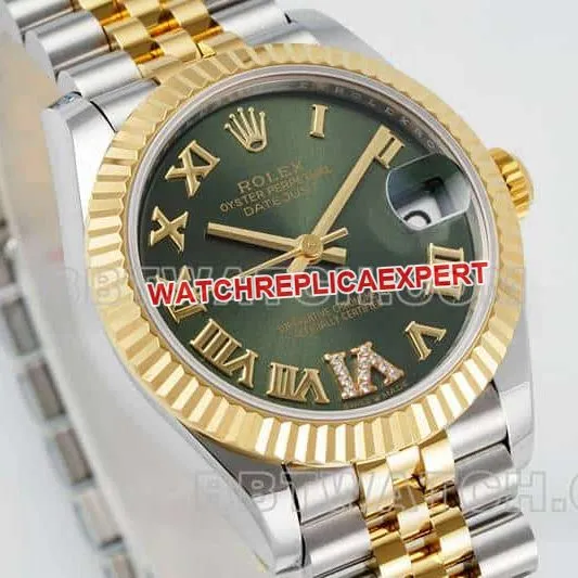 ARF FactoryRolex log 1:1super clonegreen dial31mm gold five-grid chain link278273caseback live photo