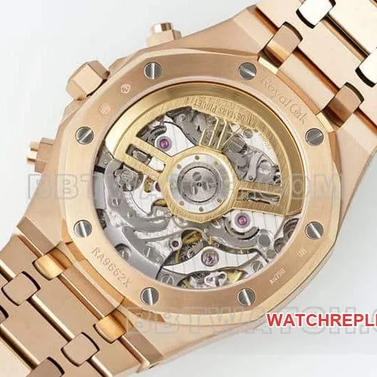 APS factory Audemars PiguetRoyal Oak1:1top-tier replicawhite dialchronographrose gold26240front live photo