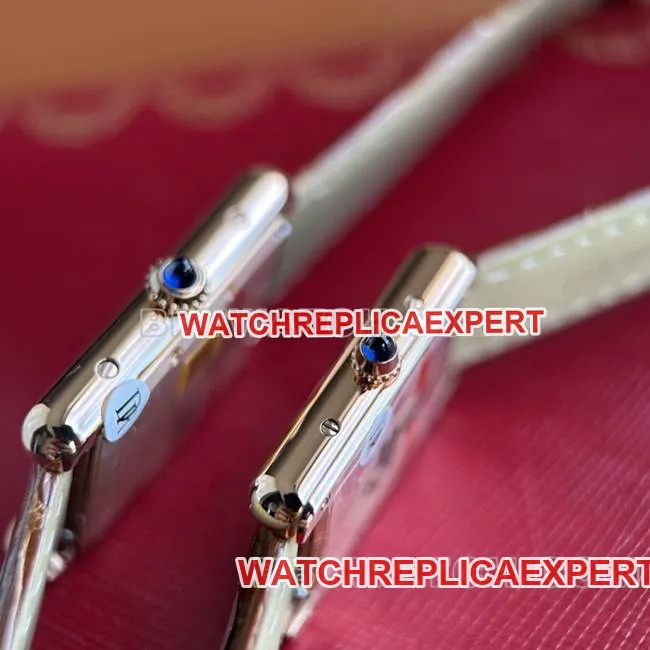 watch DR factory tank Cartier silver gray plate rose gold case quartz brown braceletbraceletlive photos