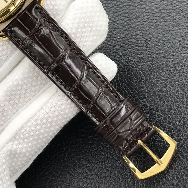 3k factory top-tier watch Patek Philippe men's yellow plate brown belt automatic movement retro watch movement picture