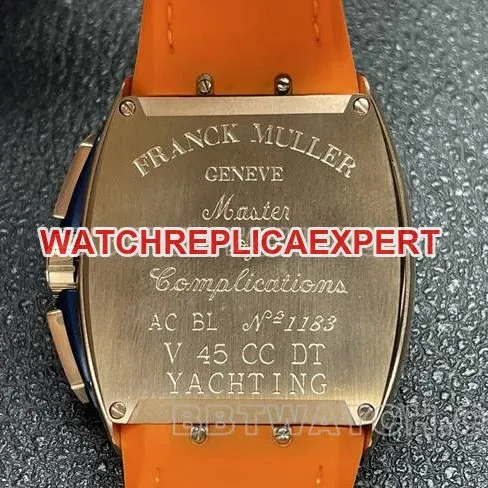 collectible watch Frank Muller ABF factory V45blue dial gold case leather braceletside live photo