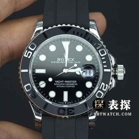 VS FactoryRolex Yacht-Master top-tier 1:1super watch black dial rubber model picture and price front live photo
