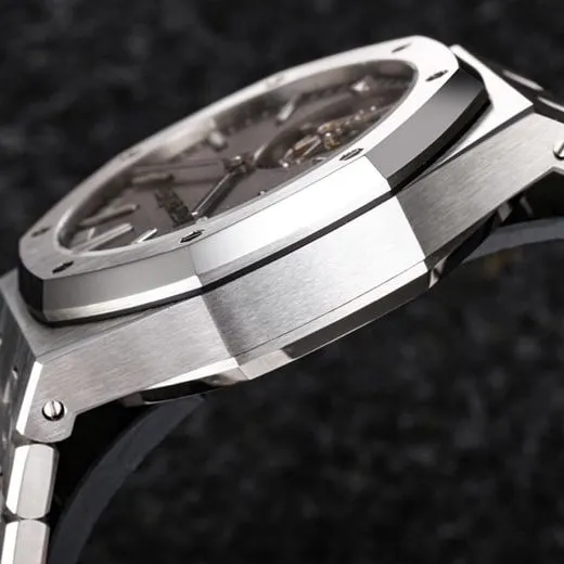 top-tier replicaR8 factory 2022 Audemars Piguet gray plate Royal Oak self-winding tourbillon men's watch front view