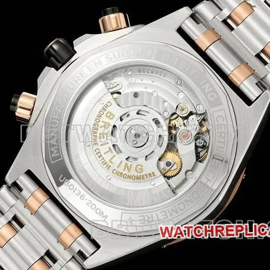 Breitling watch TF factory mechanical chronographgreen dial 44mm gold steel bracelet front live photo