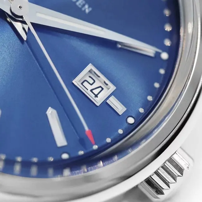 top-tier watch IWC men's blue dial black belt automatic movementleather strap watch back cover picture
