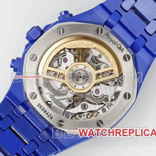 Audemars Piguet collectible watch APS factory Royal Oak silver white dial mechanical blue steel bracelet model 26240front live photo