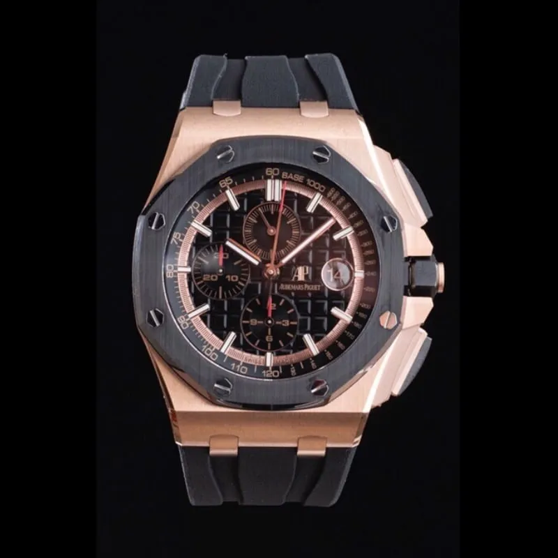 top-tier replicaAPFAudemars PiguetRoyal Oak offshore rose goldblack dial26400 watch side view