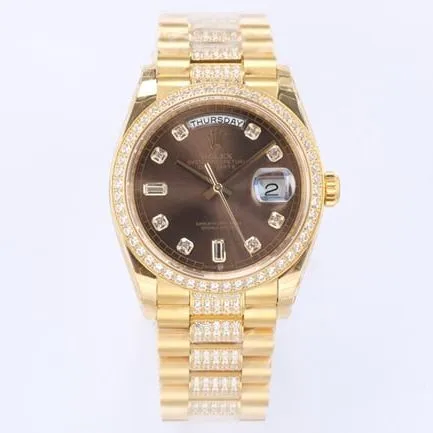 EW Factorytop-tier watch Rolex men's gold plate day displayDatejustautomatic movementsteel bracelet watch side view