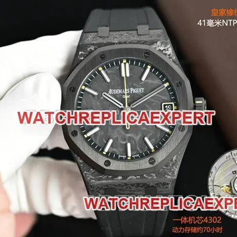 1:1replica watch Royal OakDiW factory Audemars Piguet carbon fiber yellow needle 15500front live photo