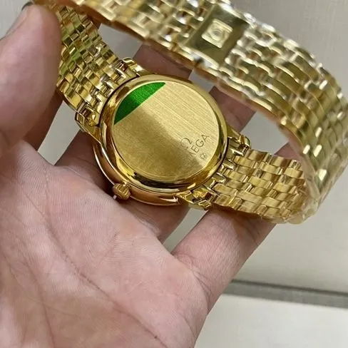 top-tier watch Omega men's gold plate gold steel bracelet Die Fei series 41mm natural real diamond mechanical watch front view