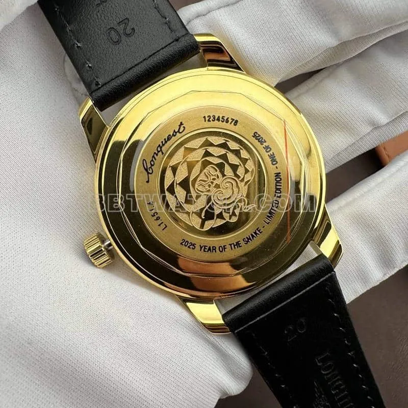 AF FactoryLongines Concast stop-tier silver white dialyellow goldleather strap model front live photo