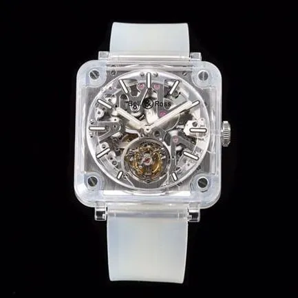 BBR Bell & Ross top-tier watch men's white dialrubber straptourbillon 42.5mm fully automatic movementclasp picture