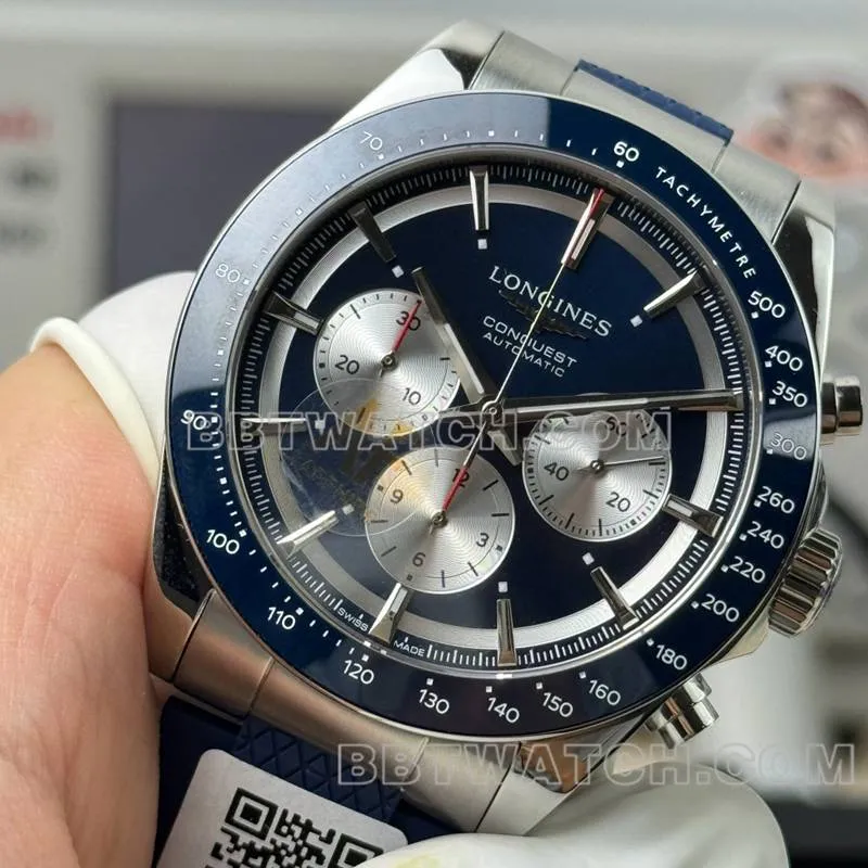 Longinestop-tier watch AF Factory Concas blue dial7750movement42mm rubber model front live photo