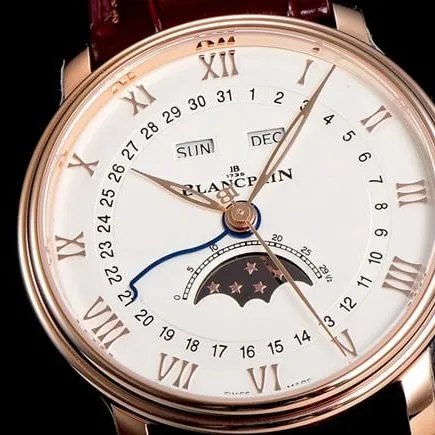 OM Factorytop-tier watch Blancpain men's white dial brown belt villeret classic 6654leather strap watch detail shots
