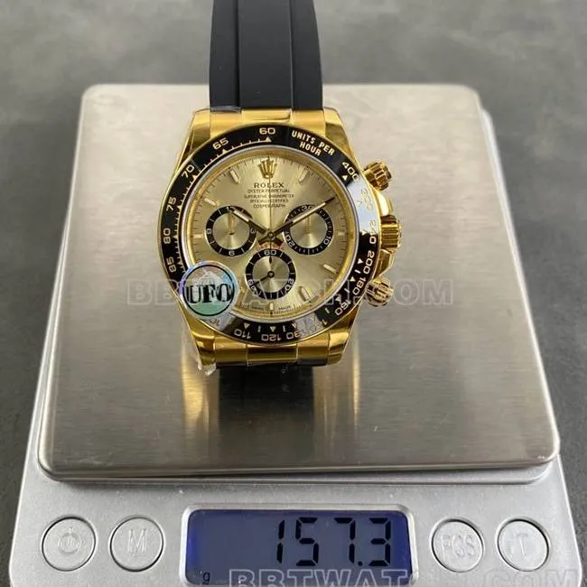 top-tier watch DaytonaUFO factory Rolexyellow gold shell gold plate 4131 mechanical caseback live photo