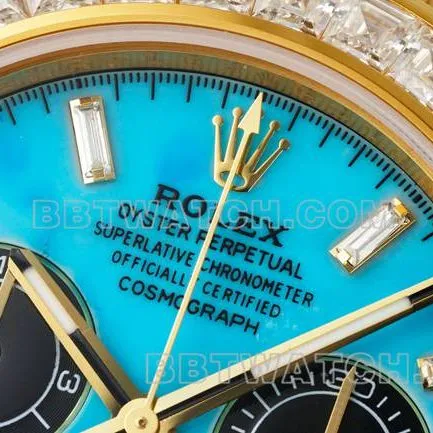 collectible watch PPM factory DaytonaRolex turquoise disc moissanite diamond bezel126538TROcaseback live photo