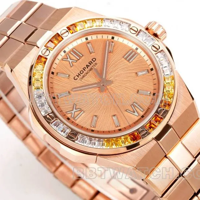 Chopard watch GH factory snow mountain proud wing 41mm rose gold plate sapphire crystal circle steel bracelet model side live photo
