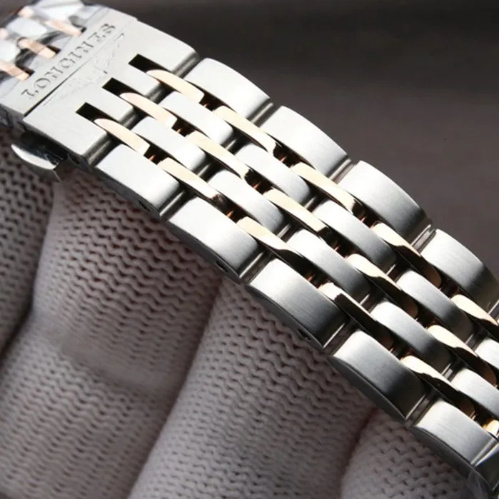top-tier watch Longines men's white dial pioneer series steel bracelet watch movement picture
