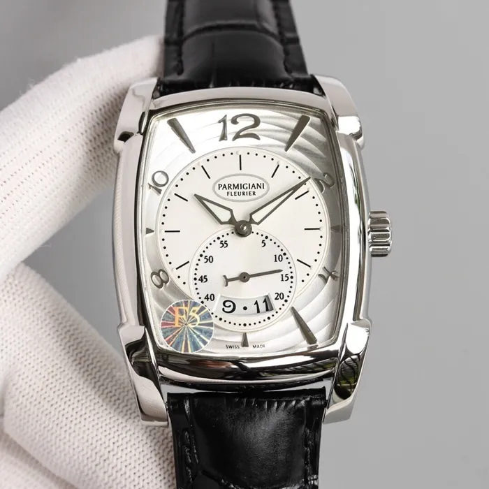 Top-tier watch Parmigiani Fleurier men's black dialKALPA series fully automatic movementleather strap watch front view