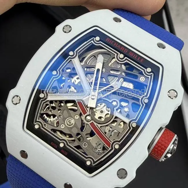 collectible watch UMI factory Richard Mille hollow plate white shell mechanical RM67-02front live photo