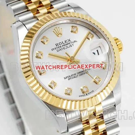 ARF FactoryRolex log 1:1top-tier replicasilver dial31mm gold five-lattice chain link278273side live photo