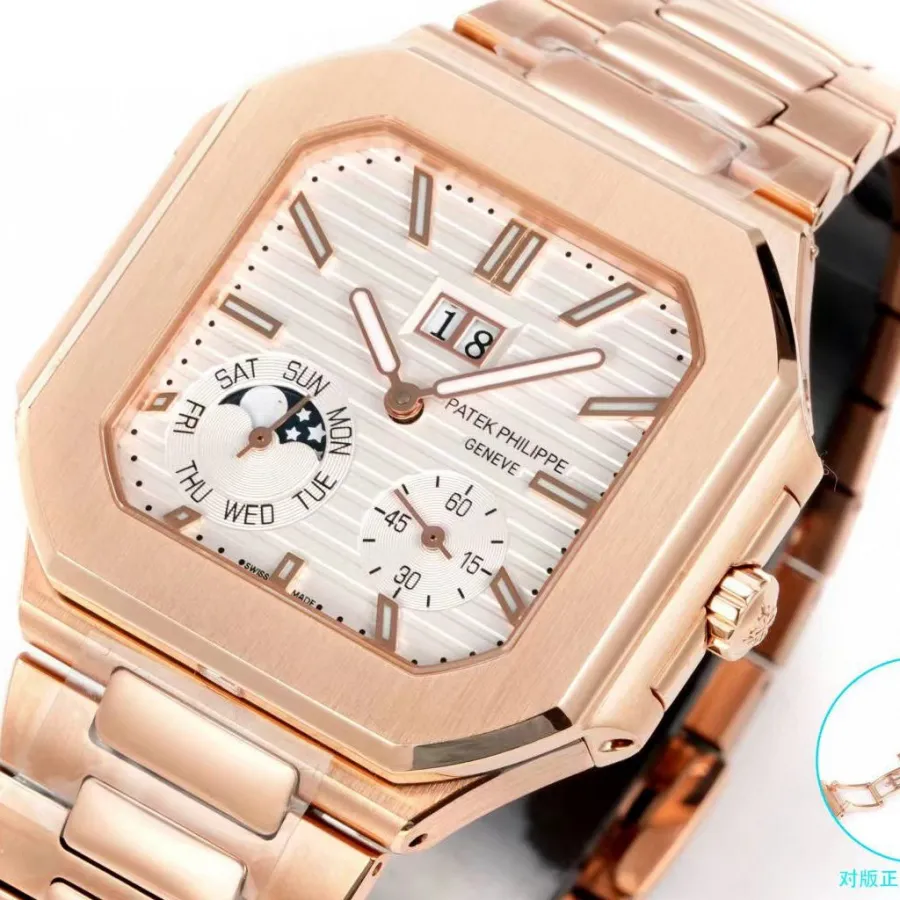 Patek Philippe watch 3k factory 45mm brown green dial240psmovementrose goldsteel bracelet model 5822front live photo