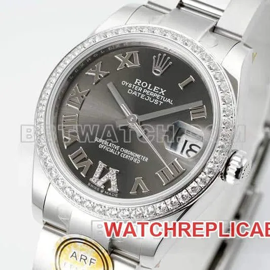 ARF FactoryRolex log top-tier dark gray plate Roman numerals diamond bezel31mm three grid link 278289side live photo