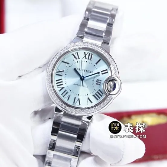 GTG factory Cartier blue balloon top-tier watch ladies blue dial diamond steel bracelet model pictures and prices caseback live photo