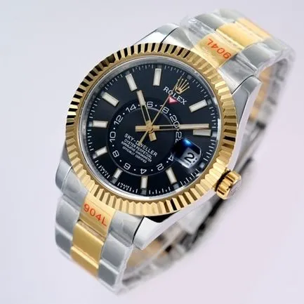 Top-tier Rolex men's black dial gold belt Navigator series automatic movement watch clasp picture