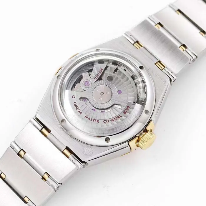 Top collectible watches Omega Women's White Plate Constellation Steel Strap Watch Front View