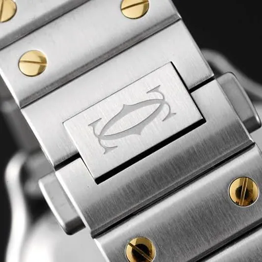 Cartiertop-tier watch Santos series women's steel bracelet white dial gold watch detail shots