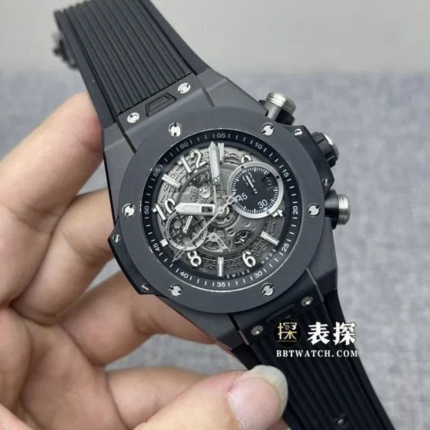 ZF Big Bang Hublot1:1replica watch matte black hollow dial rubber model 421.CI.1170.RXbracelet picture