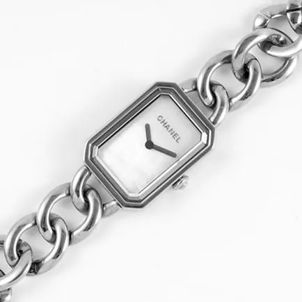 top-tier replicaChanel women's white dialsteel braceletquartz watch front view