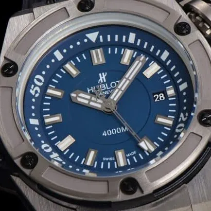 top-tier watch Hublot HUBLOT titanium shell king supreme lumeblue dial1400automatic men's mechanical watch leather strap picture