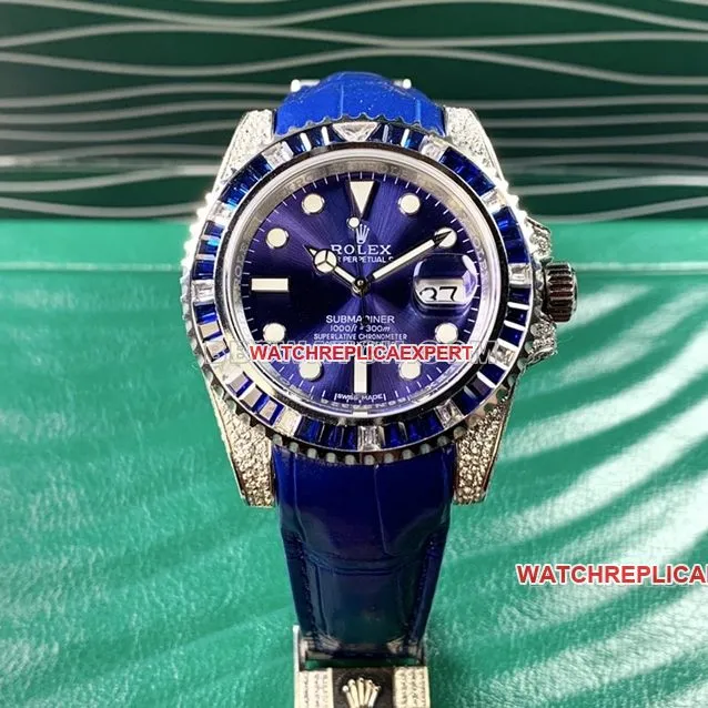 Rolex Submariner top blue disk diamond ring strap models strap real picture