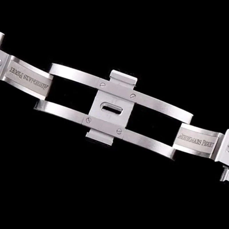 top-tier watch Audemars Piguet men's white dial mechanical steel bracelet watch front view