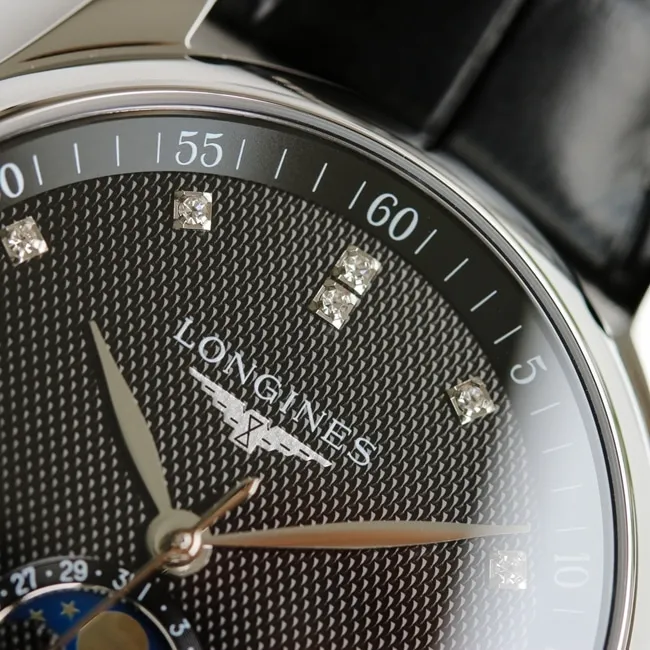 GF Factory top-tier watch Longinesmoon phase42mm men's black dial black belt automatic movementleather strap watch movement picture