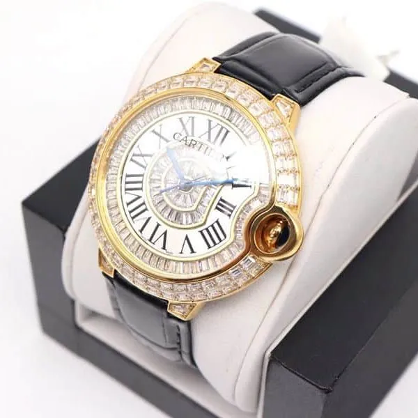 Cartier Watch, Cartier Blue Balloon Square Diamond Full Diamond Watch Caseback Image