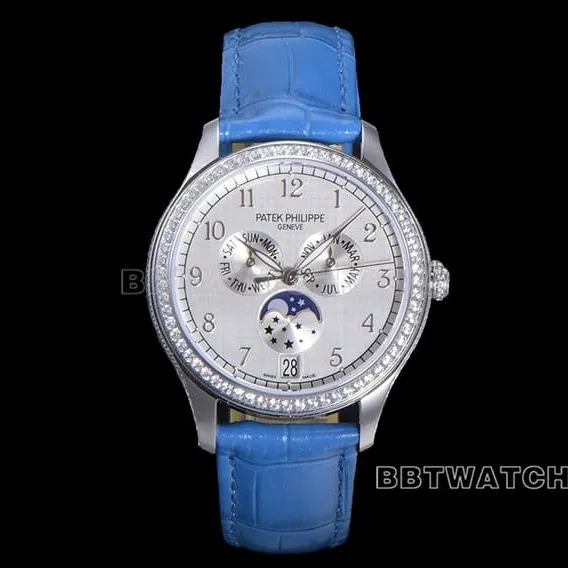 ZP factory Patek Philippe complex function timepiece top-tier watch white dialleather strap model 4947G-010front live photo